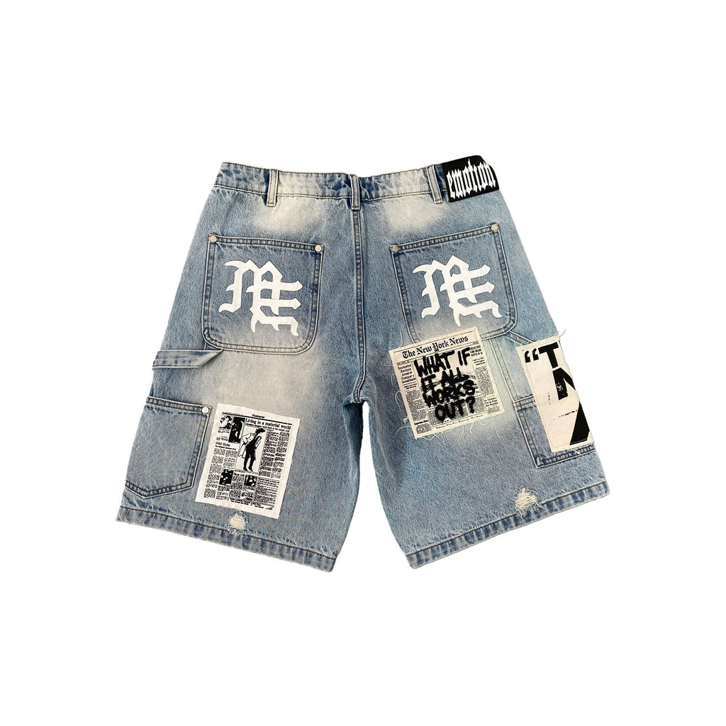 Blue “AI” Denim Shorts