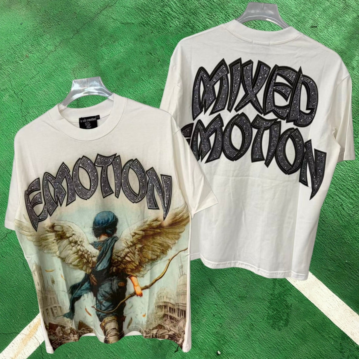 MIXED EMOTION Angel Wings Graphic White T-Shirt