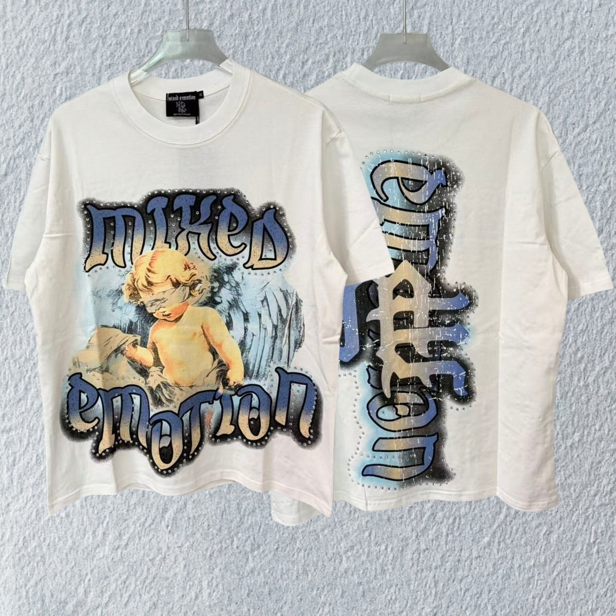 MIXED EMOTION Angel Graphic Rhinestone T-Shirt