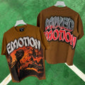MIXED EMOTION Zombie Car Graphic Brown T-Shirt