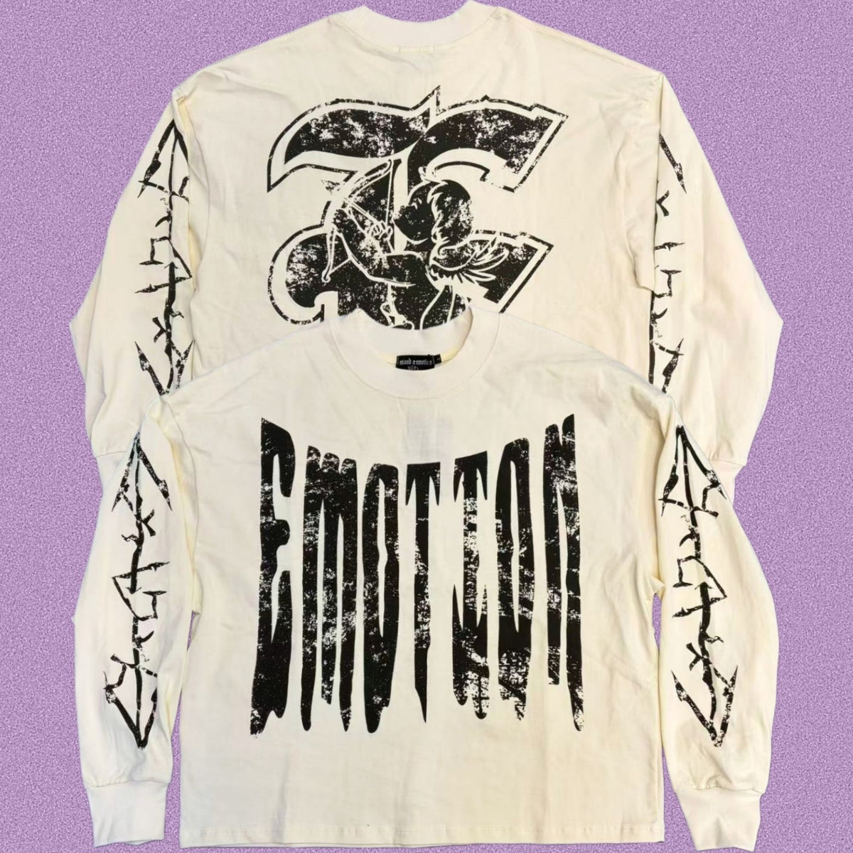 MIXED EMOTION Barbed Wire Graphic Long Sleeve Tee