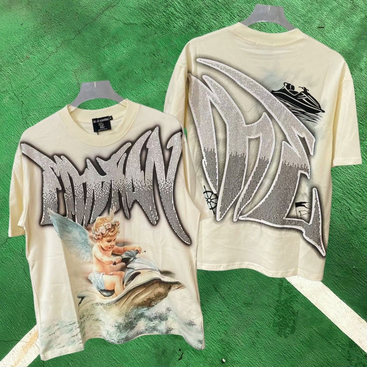 MIXED EMOTION Angel Graphic Rhinestone T-Shirt