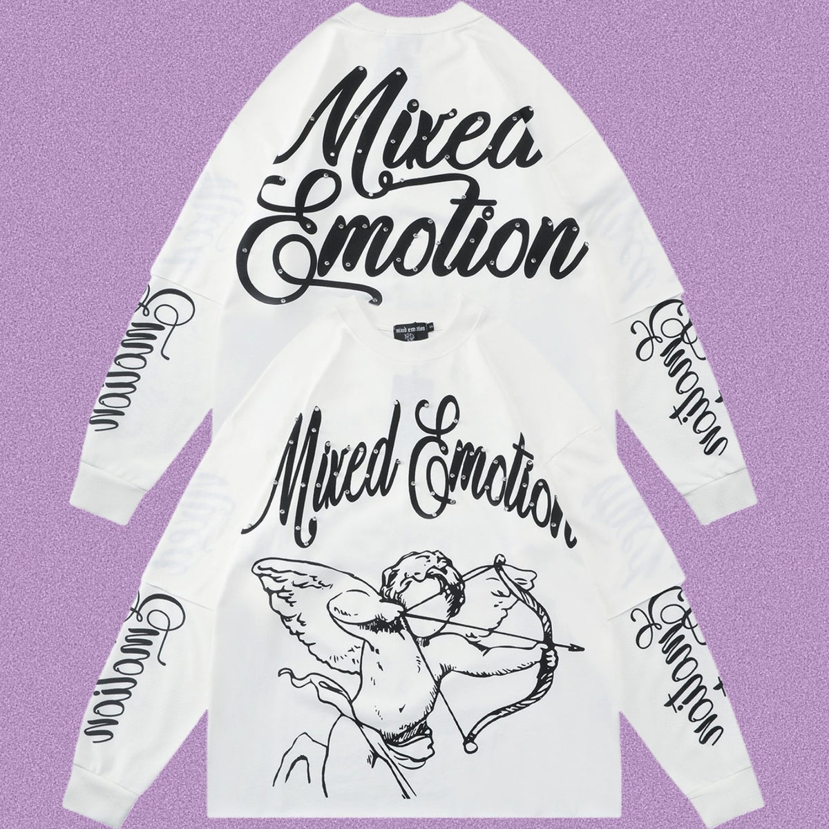 MIXED EMOTION Angel Script Layered Long Sleeve Tee
