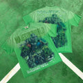 MIXED EMOTION Washed Green Football Graphic T-Shirt
