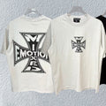 MIXED EMOTION Cross Graphic Distressed T-Shirt