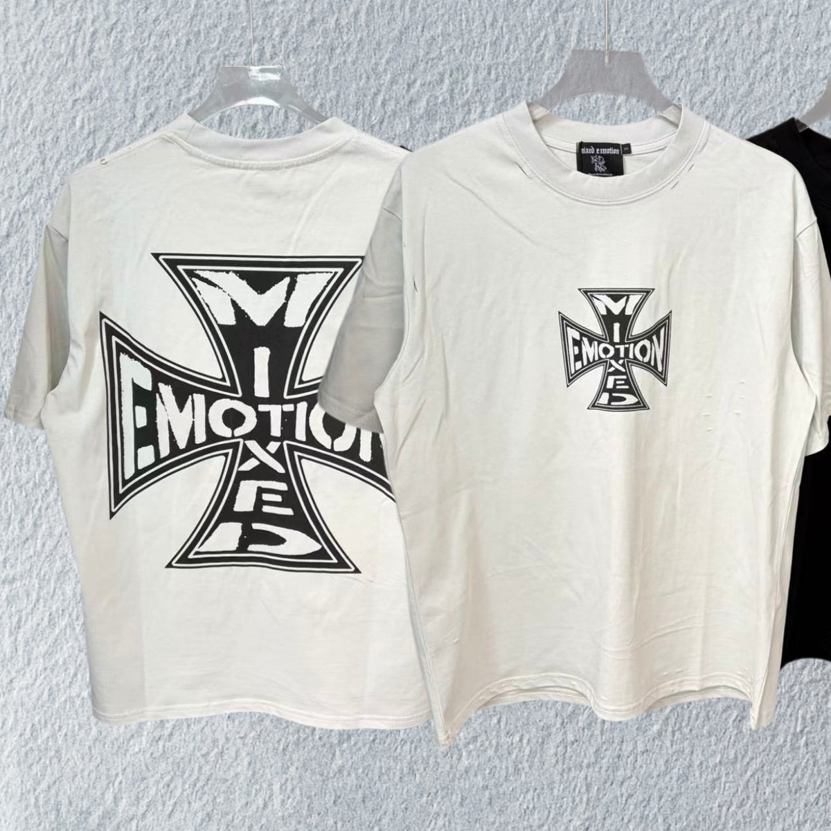MIXED EMOTION Cross Graphic Distressed T-Shirt