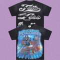 MIXED EMOTION Washed Black Football Graphic T-Shirt