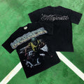 MIXED EMOTION Washed Black Bulldog Football Graphic T-Shirt